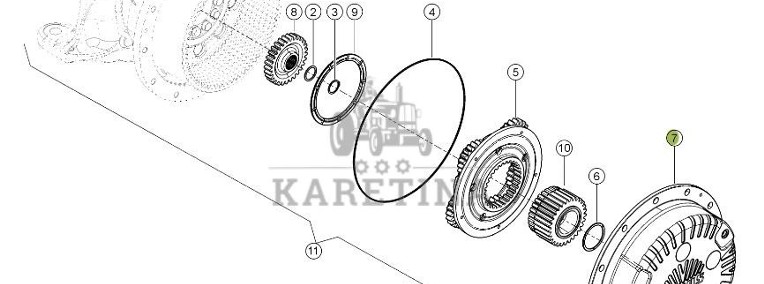 Claas Xerion 4000 - zwolnica przekładnia planetarna satelitarna 0014994310-1