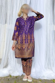 Komplet orientalny indyjski spodnie tunika wzór boho hippie bohemian fiolet-2