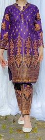 Komplet orientalny indyjski spodnie tunika wzór boho hippie bohemian fiolet-3
