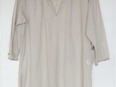 Nowa bluzka tunika Zara L 40 bawełniana na lato pastelowa pistacjowa etno boho-1
