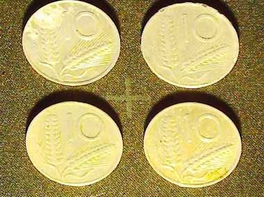 Monety – 4 sztuki, 10 włoskich lirów z 1982, 1979 i 1954 r., -1