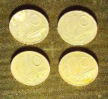 Monety – 4 sztuki, 10 włoskich lirów z 1982, 1979 i 1954 r., 