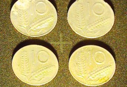 Monety – 4 sztuki, 10 włoskich lirów z 1982, 1979 i 1954 r., 