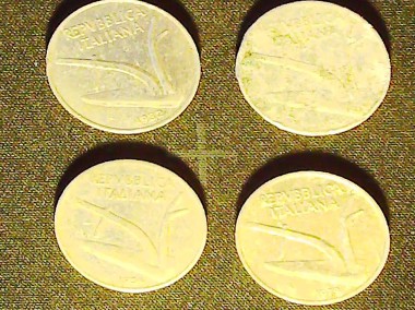 Monety – 4 sztuki, 10 włoskich lirów z 1982, 1979 i 1954 r., -2
