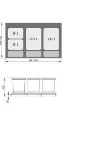 SORTOWNIK WKŁAD NA ODPADY PRAKTIKO 80 2X20 + 2X9 L-2