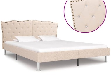 vidaXL Rama łóżka, tkanina, beżowa, 160 x 200 cm 280535-1