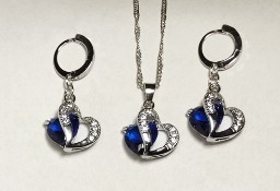 Komplet biżuterii pr.925 Niebieskie Serce - NOWY