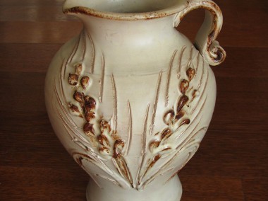 Ceramiczny dzbanek – wazon ręcznie wykonany z motywem kłosa  20 cm -1