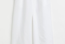 Spodnie białe XL plus size H&M len lniane wiskoza wideleg szerokie boho bohemian