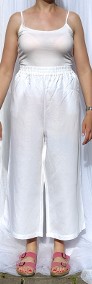 Spodnie białe XL plus size H&M len lniane wiskoza wideleg szerokie boho bohemian-4