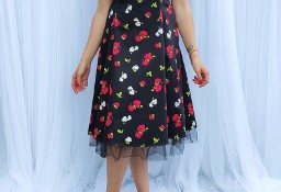 Sukienka Joe Browns midi 48 4XL plus size retro pin up czarna kwiaty