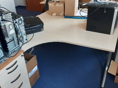 Biurko biurowe ergonomiczne (lewe) z kontenerem - używane-2
