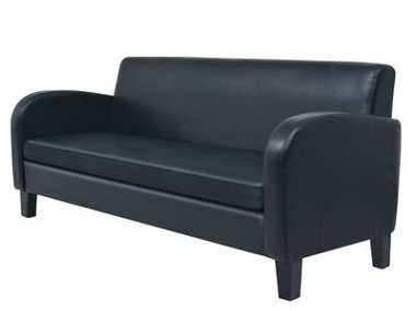 vidaXL Sofa 3-osobowa, sztuczna skóra, czarna-1