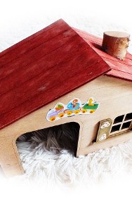  Domek drewniany dla świnki morskiej, szczurek, jeż pigmejski-2