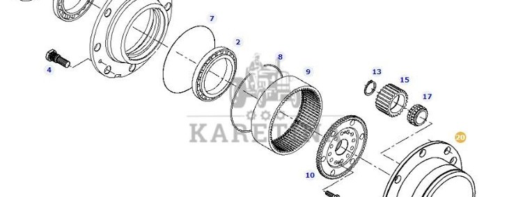 Fendt 414 Vario - oś przednia most - piasta koła F411301021430-1