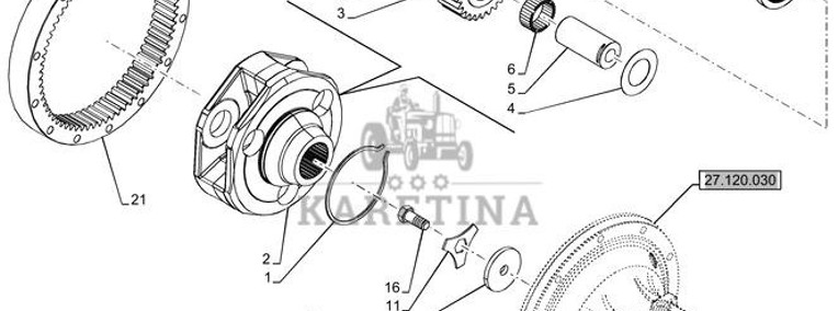 New Holland T6070 Wal zebaty kola posr 27t 87558449-1