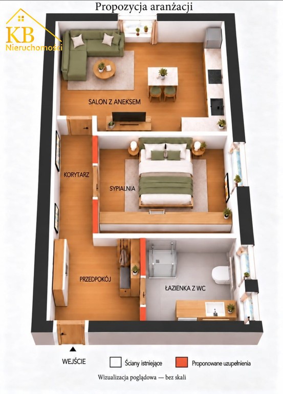 Mieszkanie na sprzedaż, 2 pokoje, 39 m², Wałbrzych