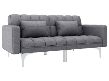 vidaXL Sofa rozkładana, jasnoszara, tapicerowana tkaniną247215-1
