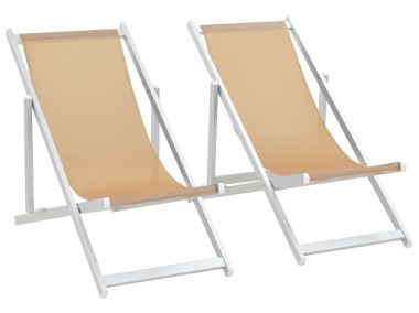vidaXL Składane krzesła plażowe, 2 szt, aluminium i textilene, kremowe 44349-1