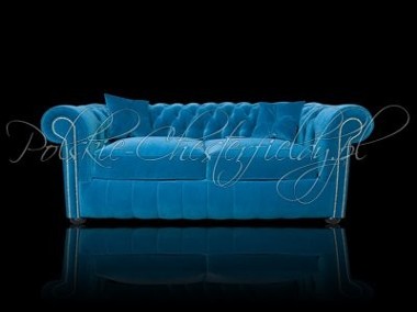 Pikowana SOFA CHESTERFIELD NORMAL 3 OS. plusz tkanina RATY-1