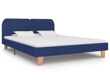vidaXL Rama łóżka, niebieska, tkanina, 160 x 200 cm 280879-1