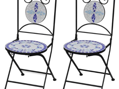 vidaXL Składane krzesła bistro, 2 szt., ceramiczne, niebiesko-białe 41531-1