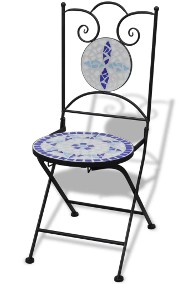 vidaXL Składane krzesła bistro, 2 szt., ceramiczne, niebiesko-białe 41531-2