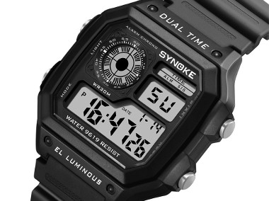 Zegarek męski elektroniczny Synoke cyfrowy stoper alarm datownik LED sportowy-1