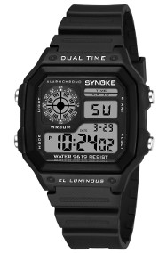 Zegarek męski elektroniczny Synoke cyfrowy stoper alarm datownik LED sportowy-2