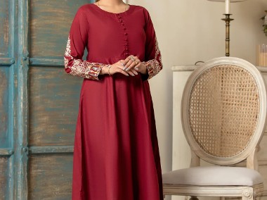 Orientalna tunika sukienka czerwona S 36 bawełna haft boho etno folk Bollywood-1
