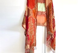 Ręcznie tkany szal wełniany szalik orientalny wełna kolorwy Indie Pakistan