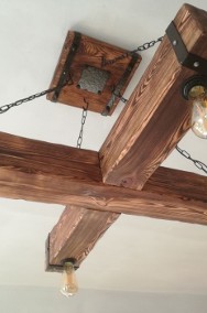 Drewniana lampa wisząca, żyrandol RETRO, postarzana belka, Vintage -2