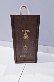 Drewniana skrzynia, pudełko prezentowe na butelkę-2