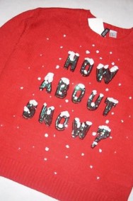 H&M Uroczy Sweter Motyw Śniegu Cekiny NOWY 36 S XS-2