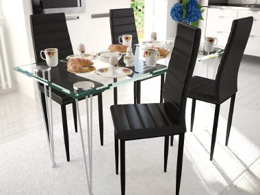 4 wysokie czarne krzesła do jadalni + stół ze szklanym blatem271689-1