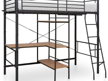 vidaXL Rama łóżka piętrowego z biurkiem, szara, metalowa, 90 x 200 cm287908-1