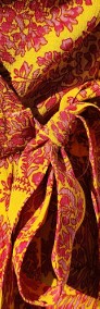 Letnia sukienka Indiska S 36 wiskoza wzór roślinny pomarańczowa żółta midi wrap-4