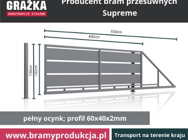 SUPREME - brama przesuwna z poziomymi pasami blachy – ocynk-1