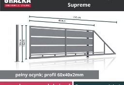 SUPREME - brama przesuwna z poziomymi pasami blachy – ocynk