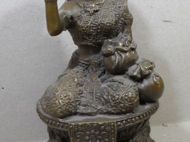  Orientalna Rzeźba z Brązu Syjam , Bogini Hinduistyczna Nang Kwak  17 cm , -1