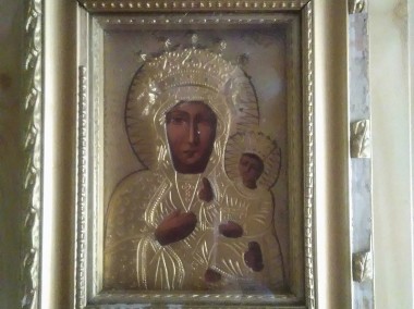 Stara ikona / Obraz, Wizerunek Matka Boska Częstochowska 33x27 cm-1