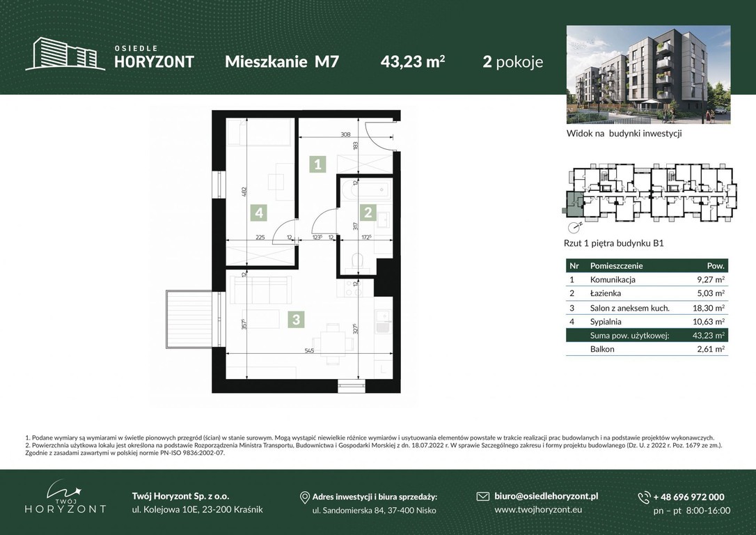 PBI - Twój Horyzont | Mieszkanie 43,23 m² z 2 pokojami i balkonem