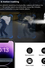 Obrotowa Kamera IP Wifi Wykrywanie Śledzenie Mikrofon Głośnik Kominikacja Alarm-2