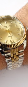 Zegarek damski srebrny złoty męski z bransoletą stalową unisex Chenxi-4