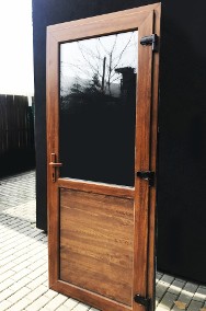 nowe drzwi PVC 200x210 szyba, panel, wejściowe, wzmocnione złoty dąļ-2