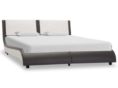 vidaXL Rama łóżka, szaro-biała, sztuczna skóra, 120 x 200 cm 280348-1