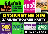 Polskie ZAREJESTROWANE KARTY SIM Gdańsk + czeskie karty SIM działające startery