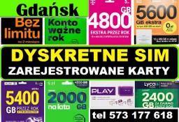 Polskie ZAREJESTROWANE KARTY SIM Gdańsk + czeskie karty SIM działające startery