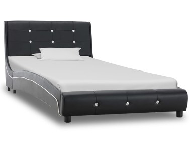 vidaXL Rama łóżka, czarna, sztuczna skóra, 90 x 200 cm 280317-1