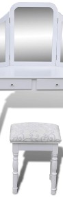 vidaXL Toaletka z 3-częściowym lustrem, 2 szufladami i stołkiem, biała241003-3